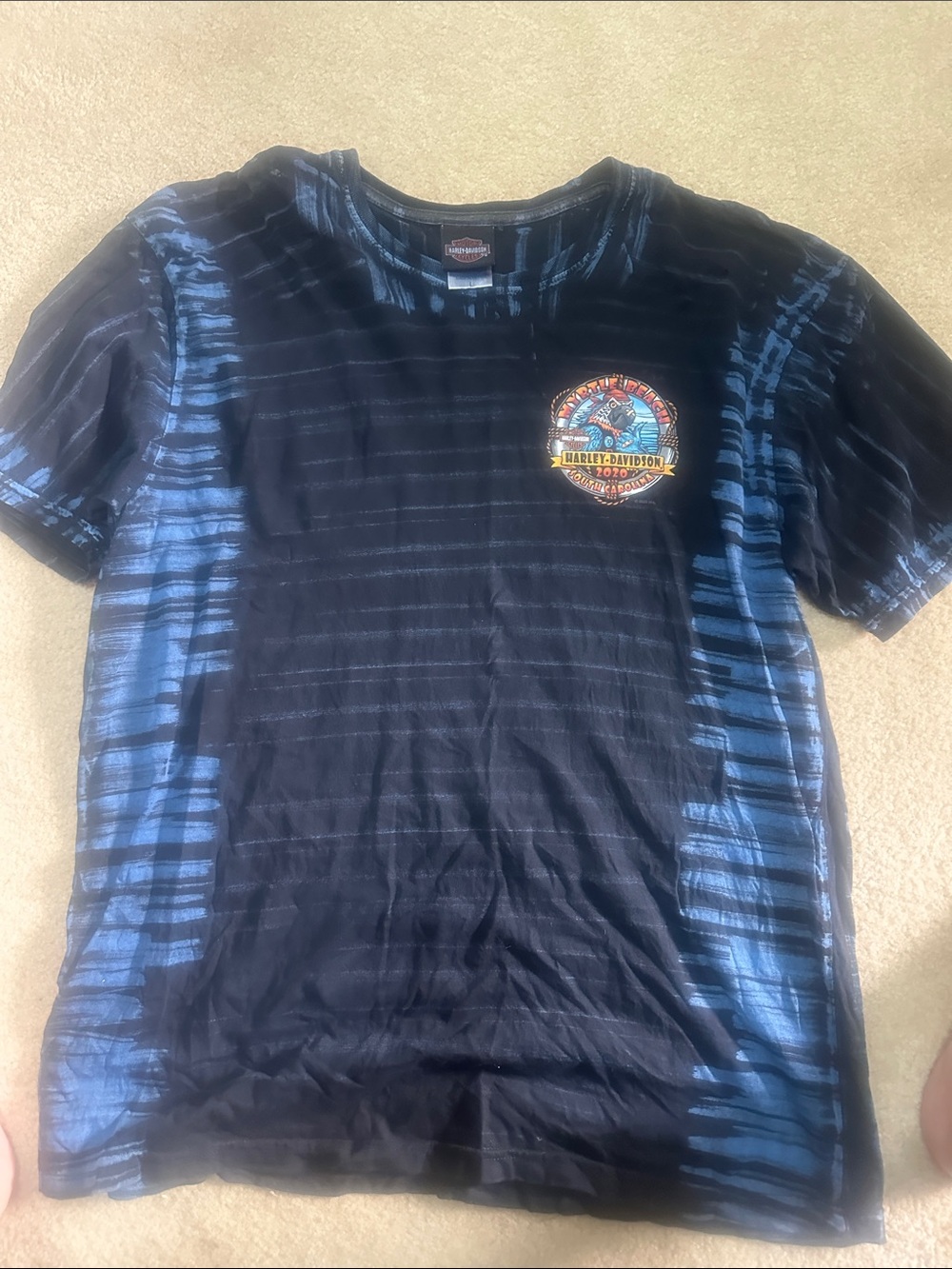 Harley-Davidson Black and Blue Tie-Dye Chest Logo Tee